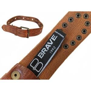 Brave Canada Studded Belt Raw Brown Leather Size 32